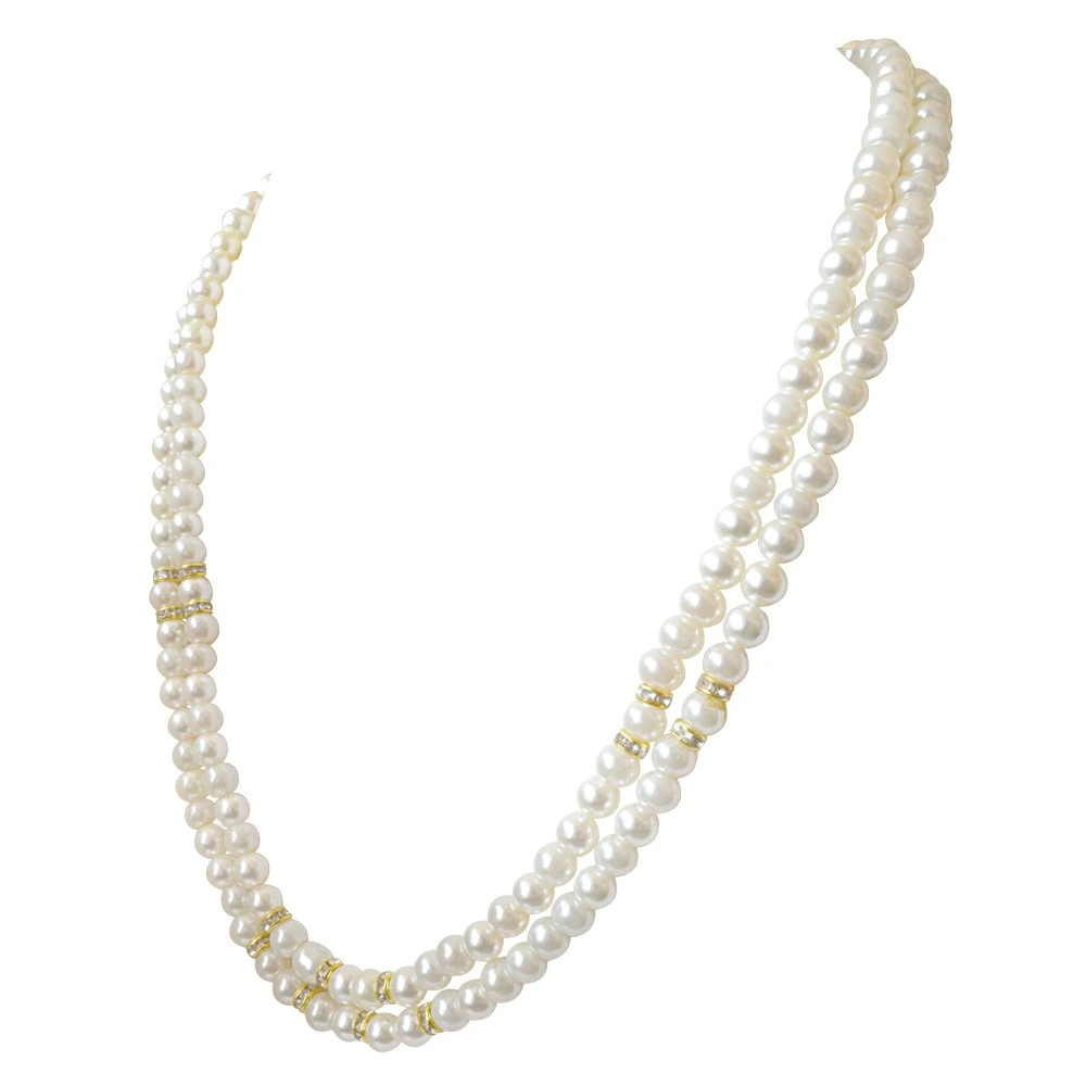2 Line White Shell Pearl Jewellery Set (PS466)