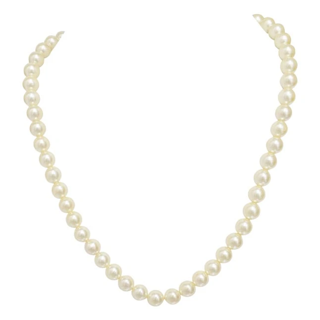 Single Line White Shell Pearl Necklace (PS479)