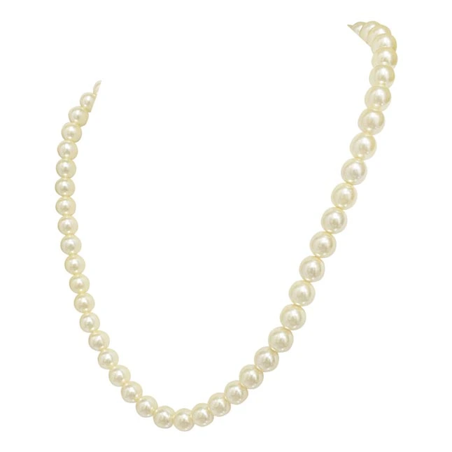 Single Line White Shell Pearl Necklace (PS479)