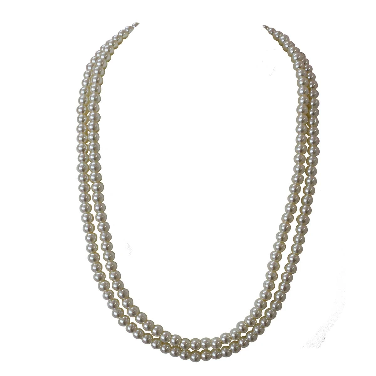 2 Line White Shell Pearl Necklace (PS533)