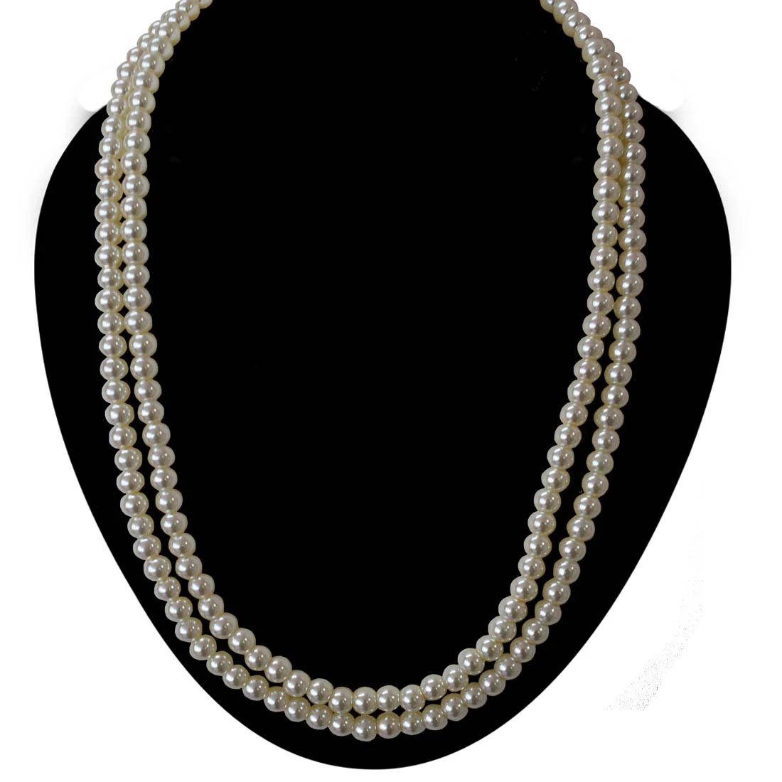 2 Line White Shell Pearl Necklace (PS533)