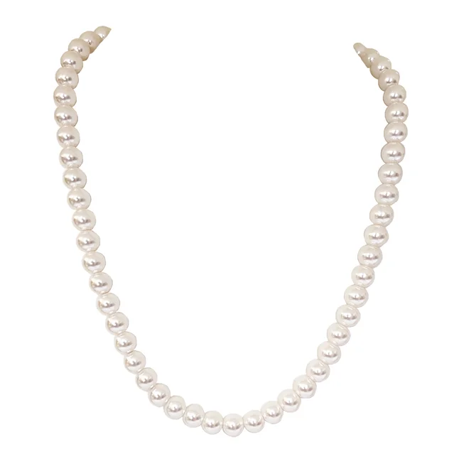 Classic Single-Line Shell Pearl Necklace for Women – Effortless Elegance (PS597)