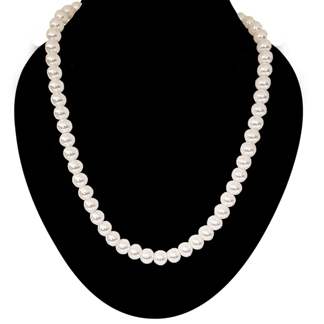 Classic Single-Line Shell Pearl Necklace for Women – Effortless Elegance (PS597)