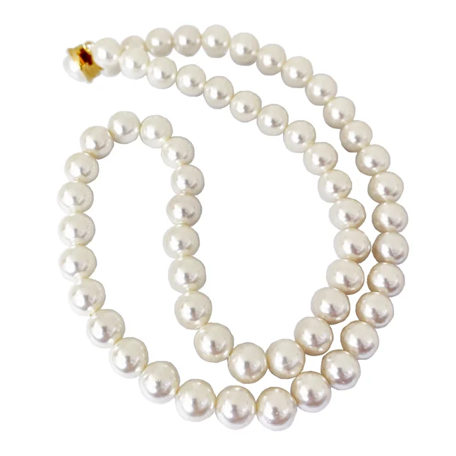 Classic Single-Line Shell Pearl Necklace for Women – Effortless Elegance (PS597)