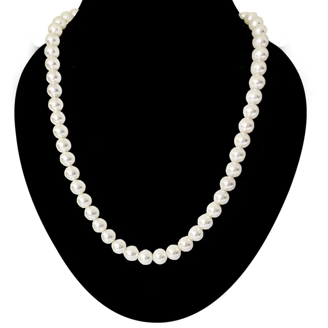 Radiant Single-Line Shell Pearl Necklace for Women – Effortless Grace (PS598)
