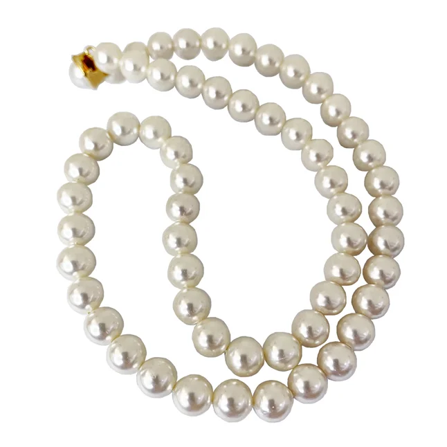 Radiant Single-Line Shell Pearl Necklace for Women – Effortless Grace (PS598)