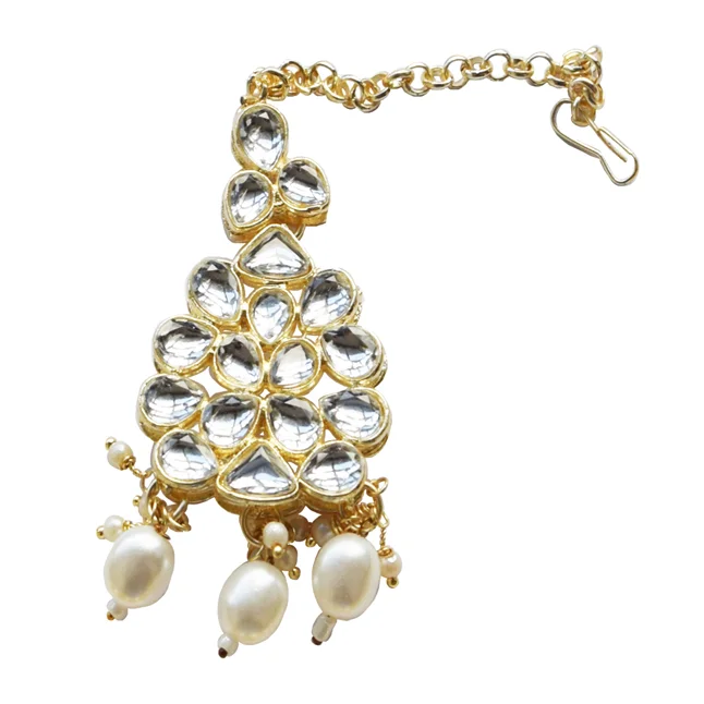 A Playful Symphony of Pearls & Stones: White Stone & Shell Pearl Fashion Jewellery Set