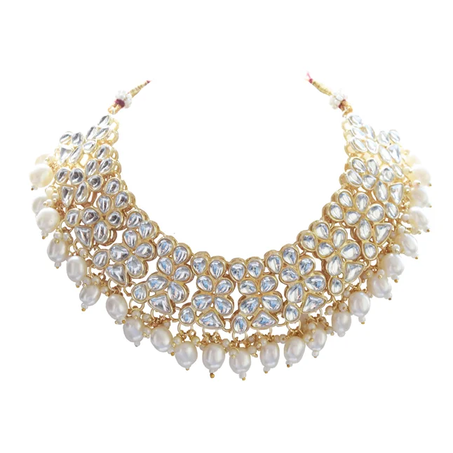 A Playful Symphony of Pearls & Stones: White Stone & Shell Pearl Fashion Jewellery Set