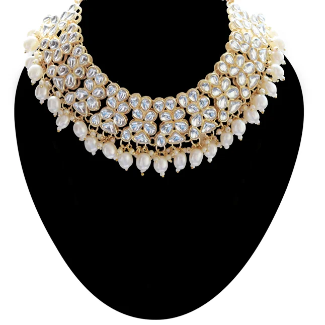 A Playful Symphony of Pearls & Stones: White Stone & Shell Pearl Fashion Jewellery Set