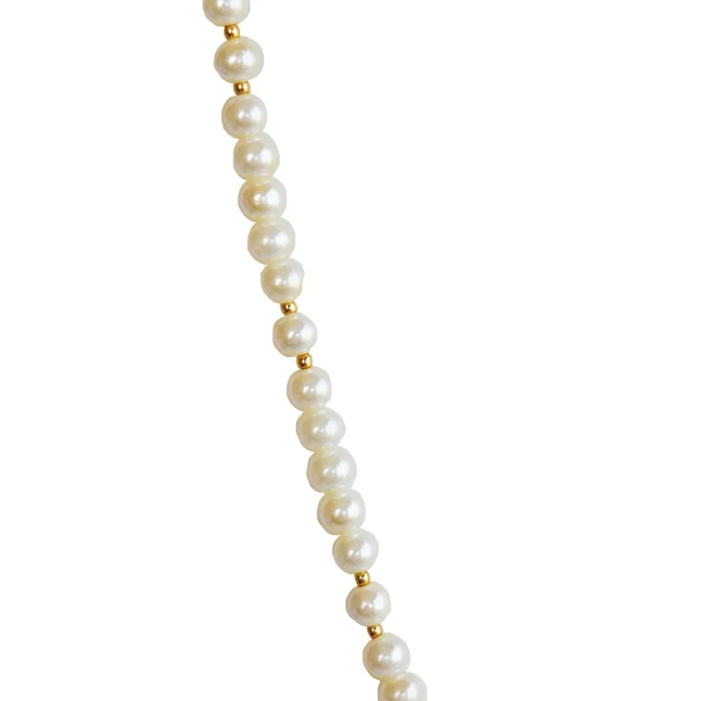 Gold Plated Vati Shaped Pendant with Single Line Shell Pearl Necklace for Women (PS609)