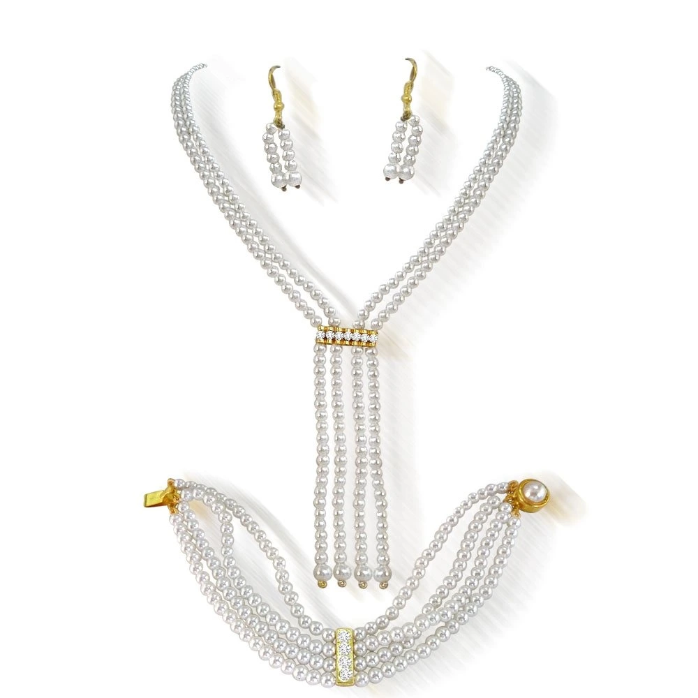 Contemporary Shell Pearl Gold Plated Set PS81