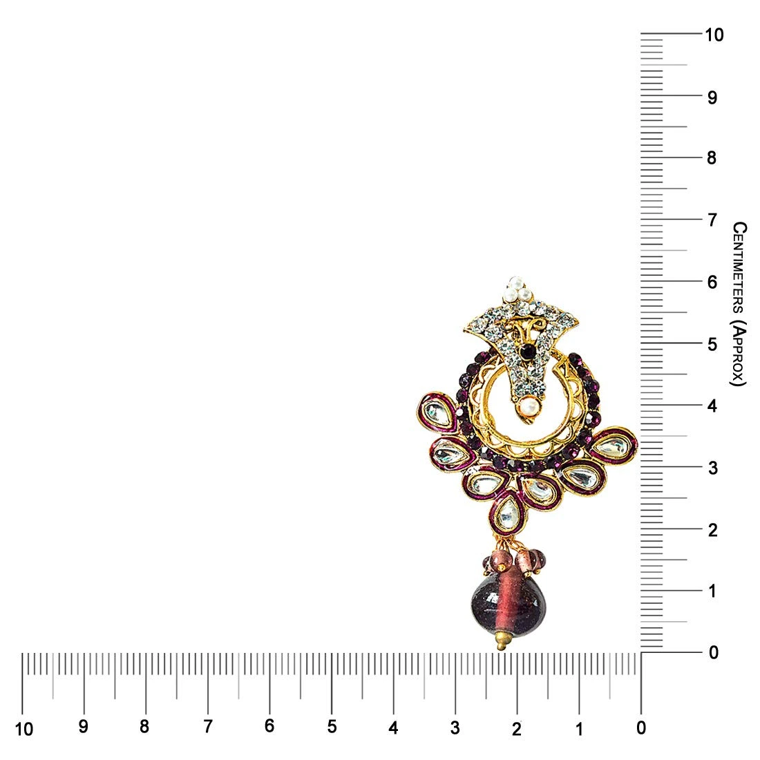 Trendy Purple & White Stones & Gold Plated Ch bali Earrings