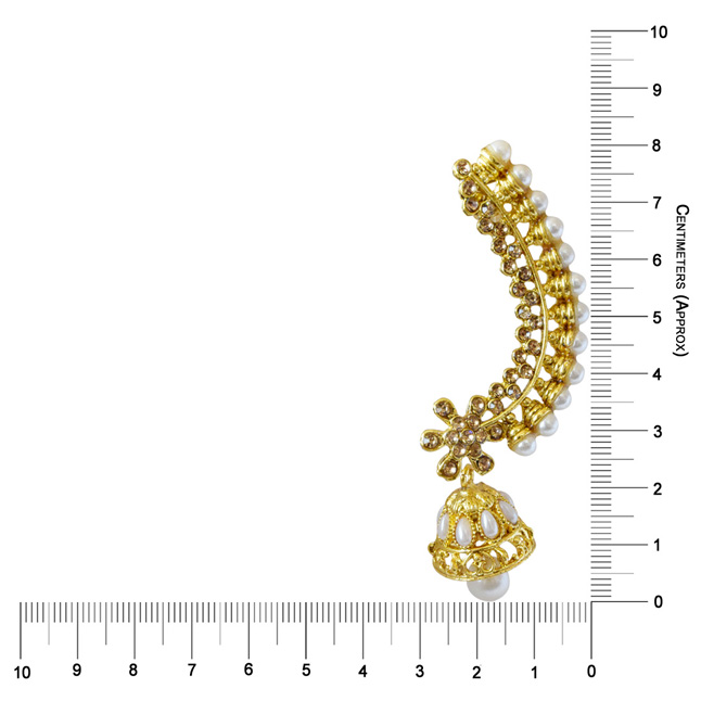 Floral Shaped Colored Stone and Gold Plated Ear Cuffs with Zumki for Women (PSE83)