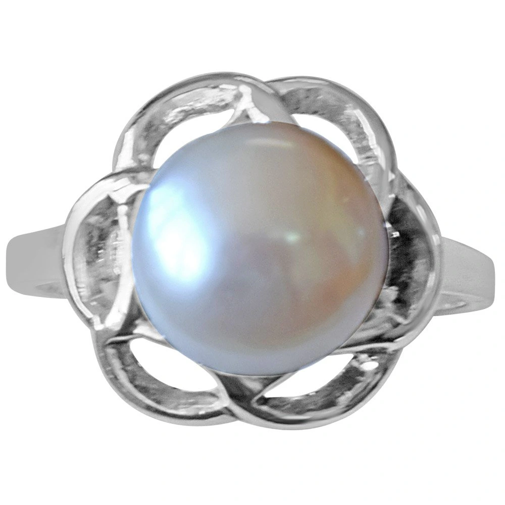 Big Round 5.00cts Real Pearl & 925 Sterling Silver Ring for Astrological Power for All (PSR5)