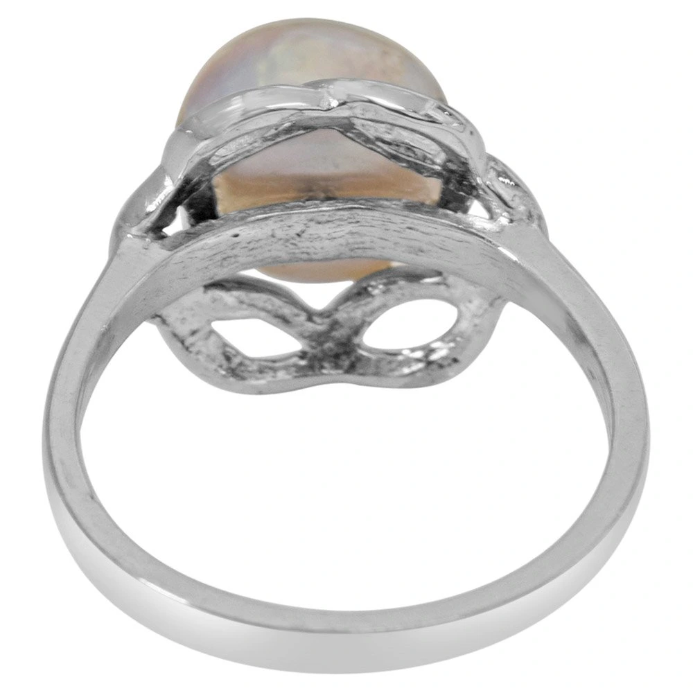 Big Round 4.23cts Real Pearl & 925 Sterling Silver Ring for Astrological Power for All (PSR5)