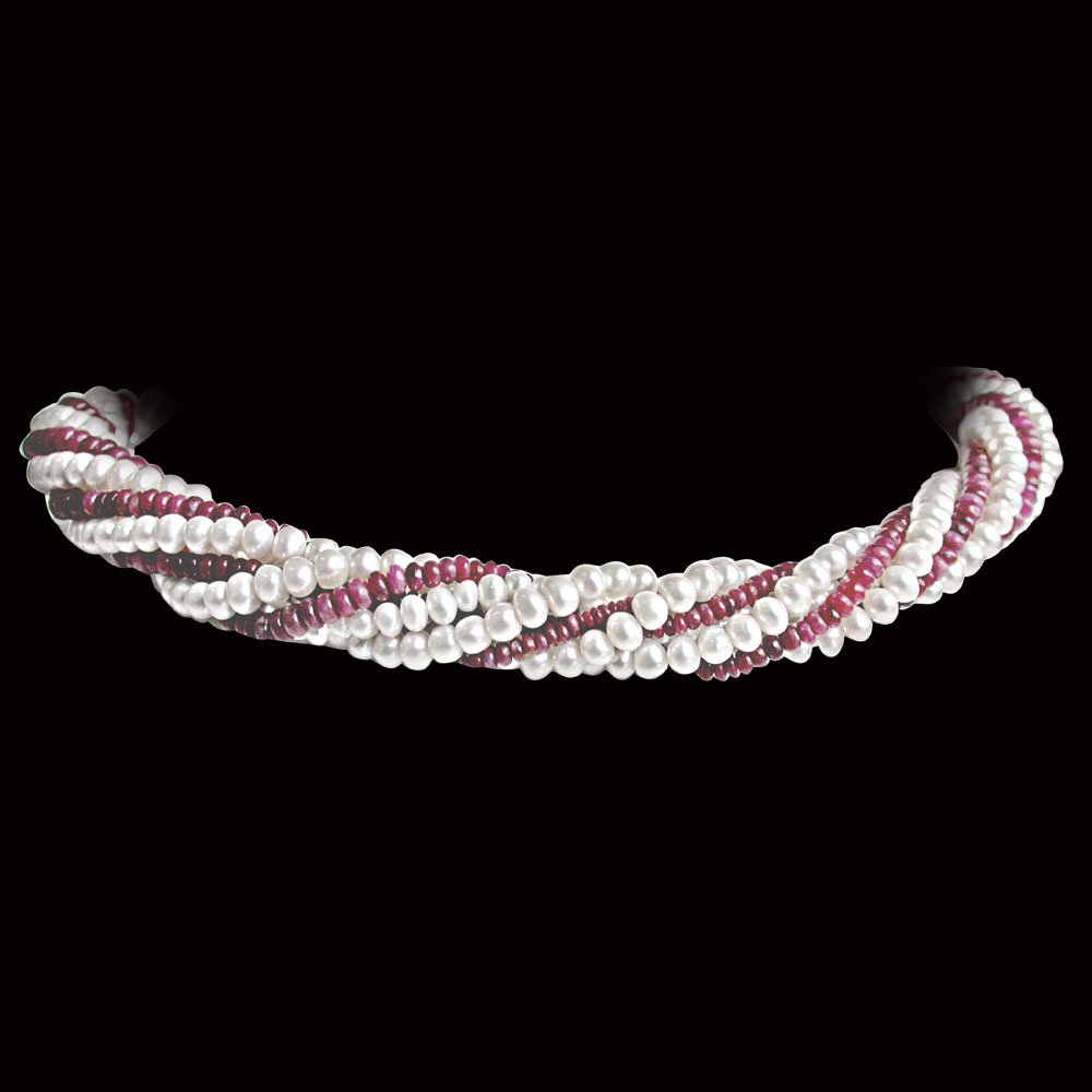Ruby pearl choker necklace Clearance