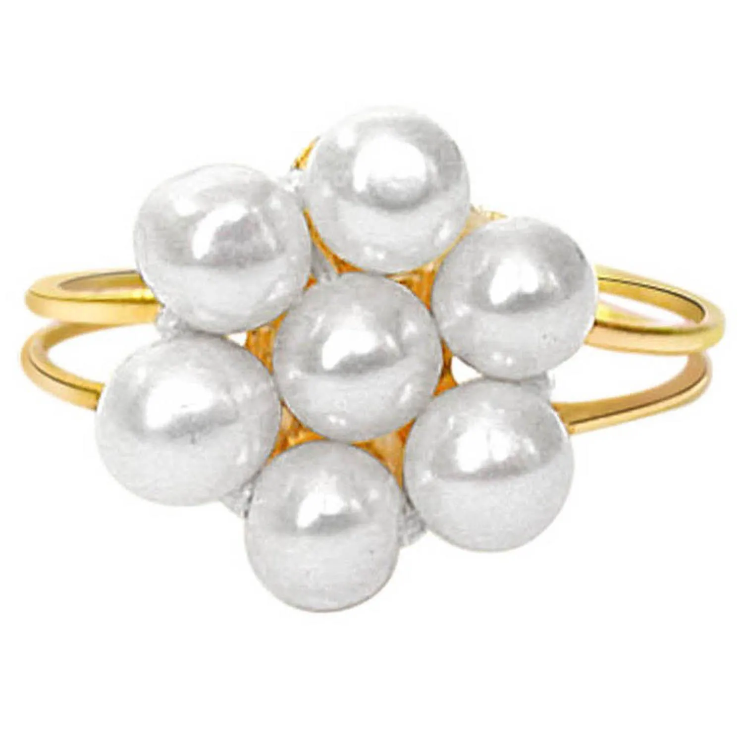 3 Line Real Natural Freshwater Pearl Necklace, Earrings, Ring, Bracelet Set (SN1006+Ring-1+SE379+SB77)