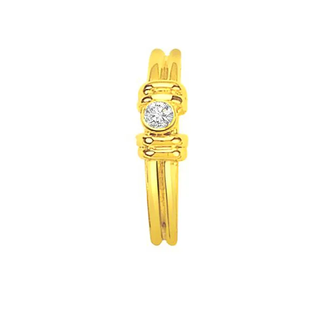 Simple Love Togetherness 0.10 cts Gold+Diamond Ring (S251)