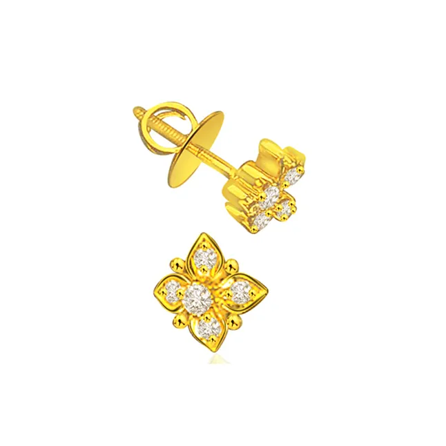 Bedazzled - Real Diamond Flower Shape Earring (S260)