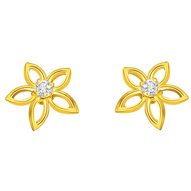 Complete Star's 0.10cts Diamond Earrings S -268 -Flower Shape Earrings