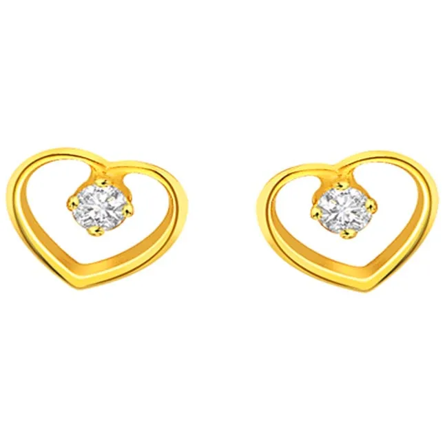 Heart Shape Round Diamond Stud Earrings (S269)