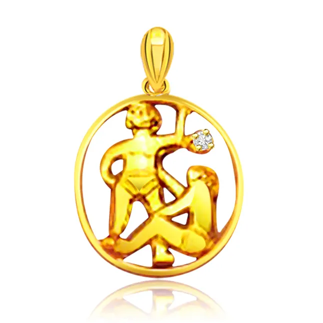 Gemini Real Diamond & 18K Gold Pendant (S319)