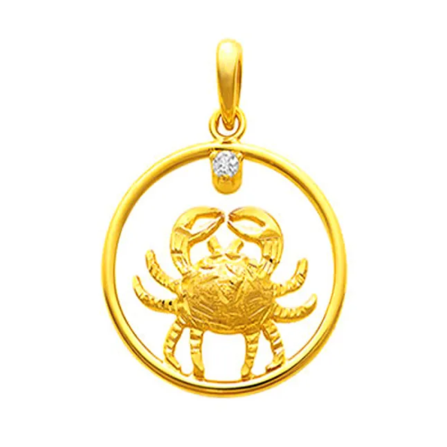 Cancer - Real Diamond & 18K Gold Pendant (S320)