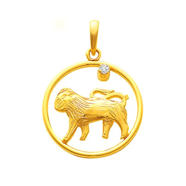 Leo - Real Diamond & 18K Gold Pendant (S321)