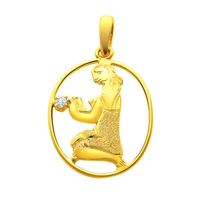 Virgo Zodiac - Diamond & 18K Gold Pendant (S322)