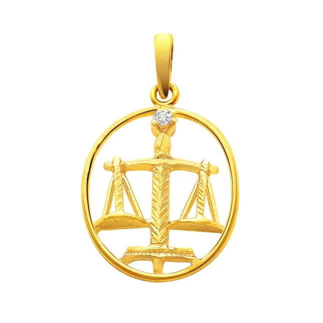 Libra - Real Diamond & 18K Gold Pendant (S323)