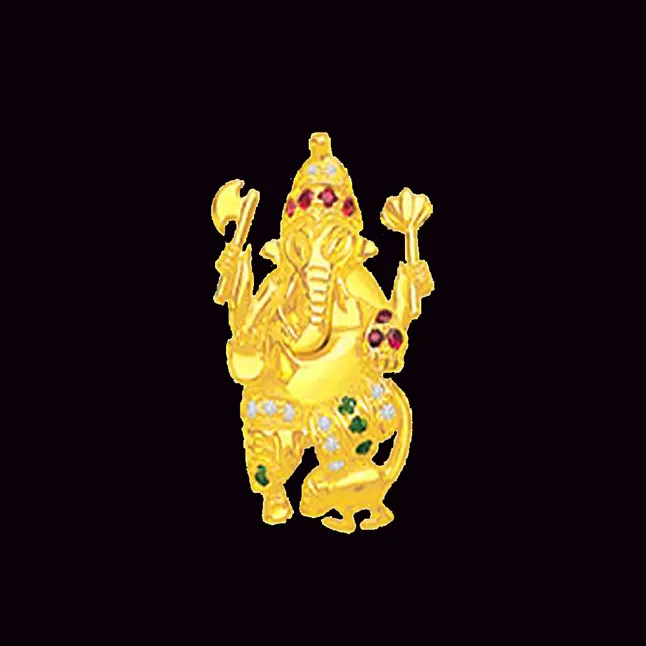 Ganesh Smile - Real Diamond & 18K Gold Pendant (S206)