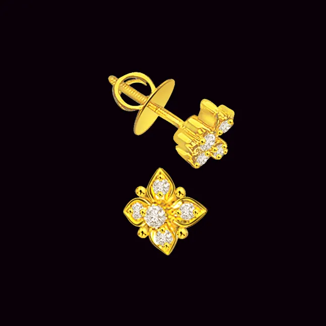 Bedazzled - Real Diamond Flower Shape Earring (S260)