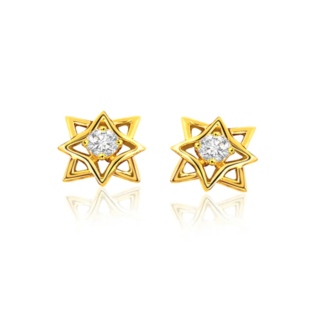 Starlight Star Shaped Diamond Earrings -Solitaire Earrings