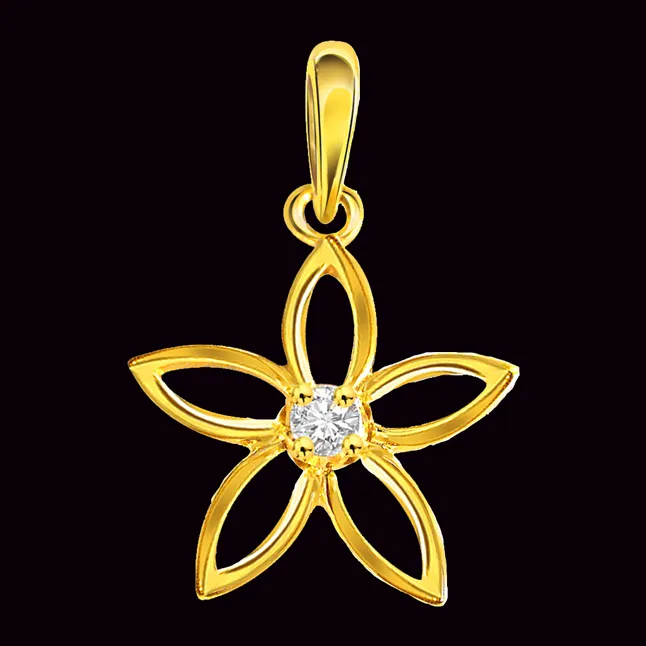 Sunshine Shimmer - Real Diamond Flower Shape Pendants (S268P)