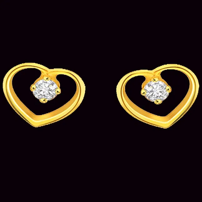 Heart Shape Round Diamond Stud Earrings (S269)