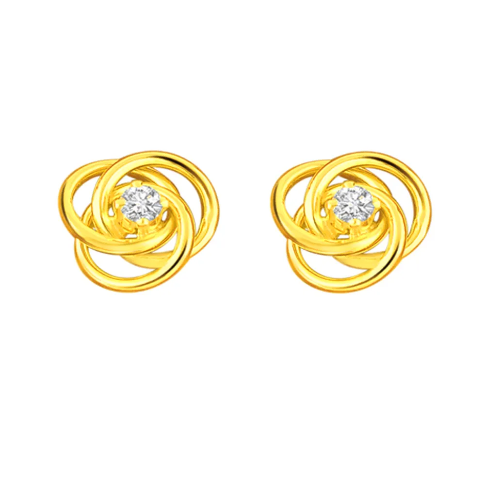 Ravishing Round Shaped Diamond Earrings -Solitaire Earrings