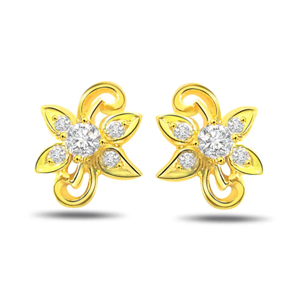 Feminine Flower Diamond Earrings S -274 -Flower Shape Earrings