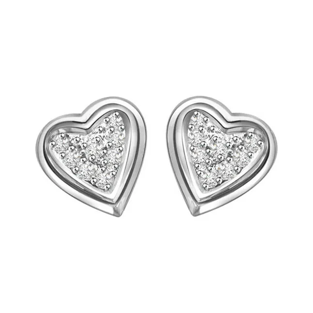 Sweetheart Diamond 18K Rhodium Plated Earring (S294R)