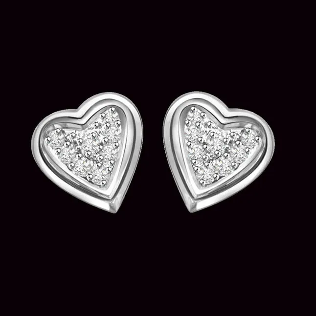 Sweetheart Diamond 18K Rhodium Plated Earring (S294R)