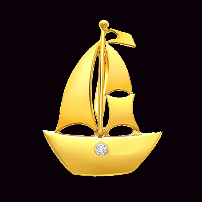 Beautiful Boat - Real Diamond Pendant (S309)