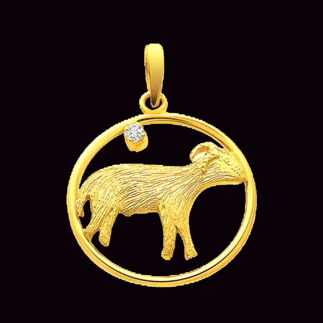 Astounding Aries - Zodiac Real Diamond & 18K Gold Pendant (S317)