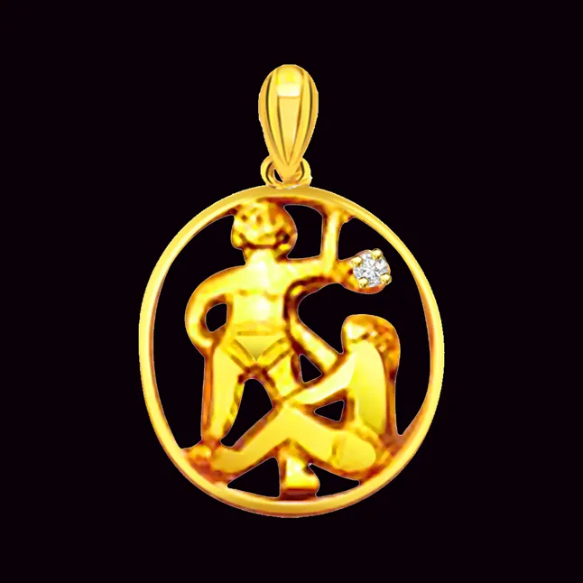 Gemini Real Diamond & 18K Gold Pendant (S319)