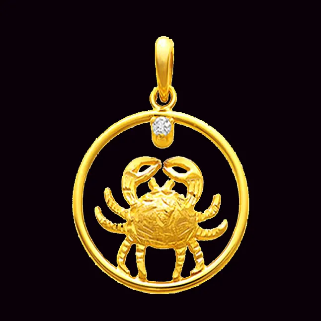 Cancer - Real Diamond & 18K Gold Pendant (S320)