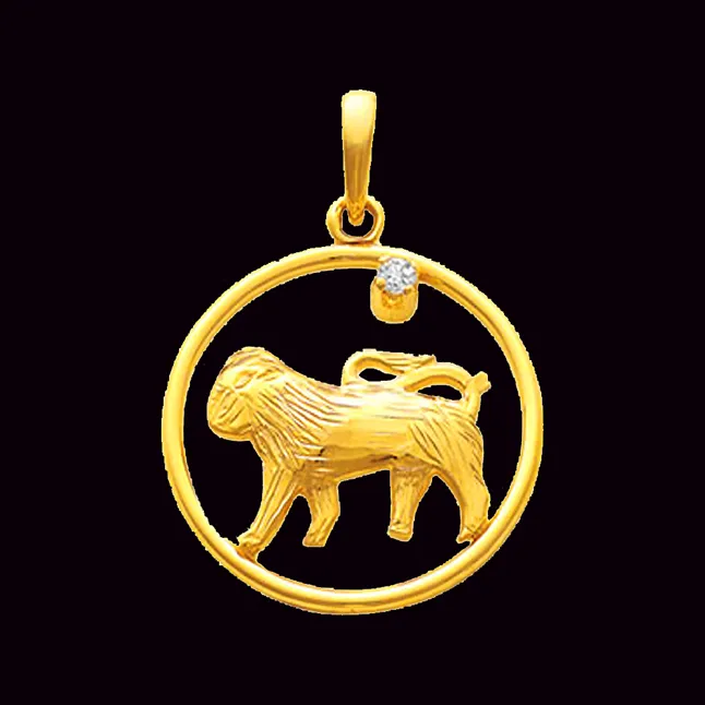 Leo - Real Diamond & 18K Gold Pendant (S321)