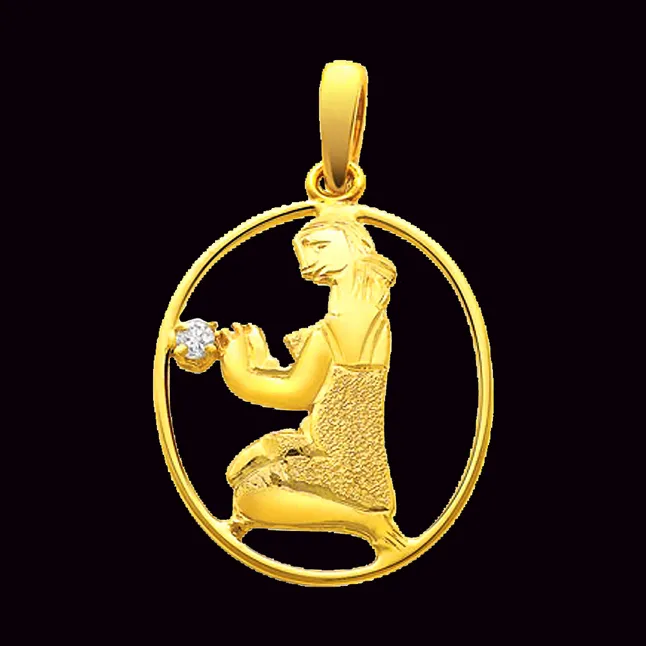 Virgo Zodiac - Diamond & 18K Gold Pendant (S322)