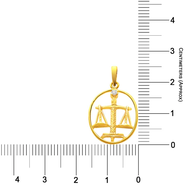 Libra - Real Diamond & 18K Gold Pendant (S323)