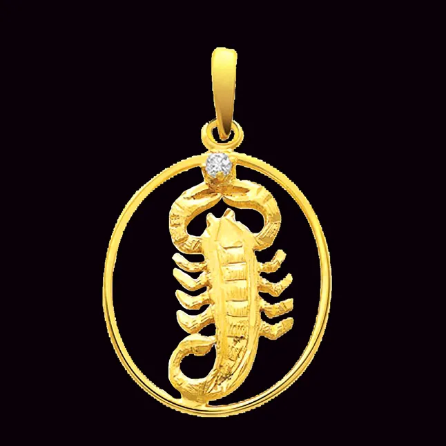 Smart Scorpio - Real Diamond & 18K Gold Pendant (S324)