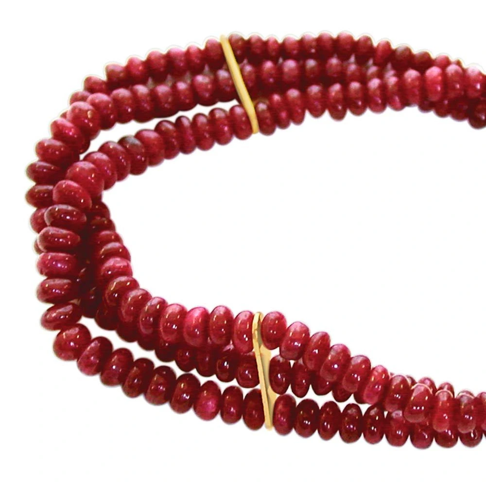 Ruby Drool - 3 Line Real Red Ruby Beads Bracelet for Women (SB25)