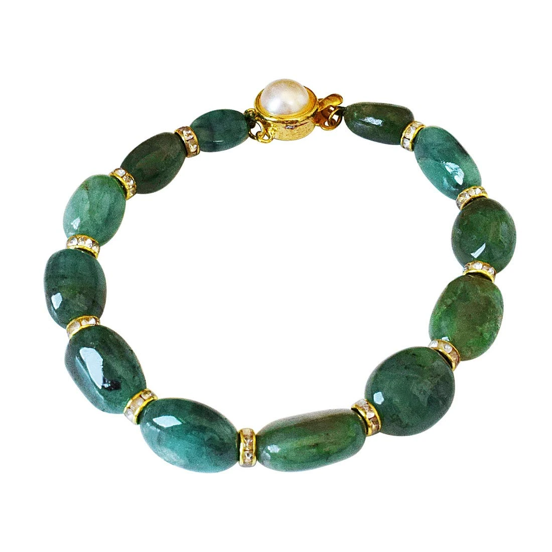 Single Line Real Green Oval Emerald Cocktail Bracelet for Women (SB52)