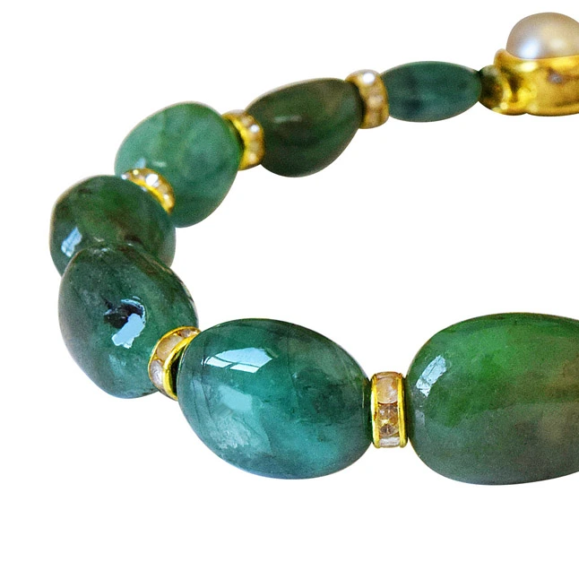 Single Line Real Green Oval Emerald Cocktail Bracelet for Women (SB52)